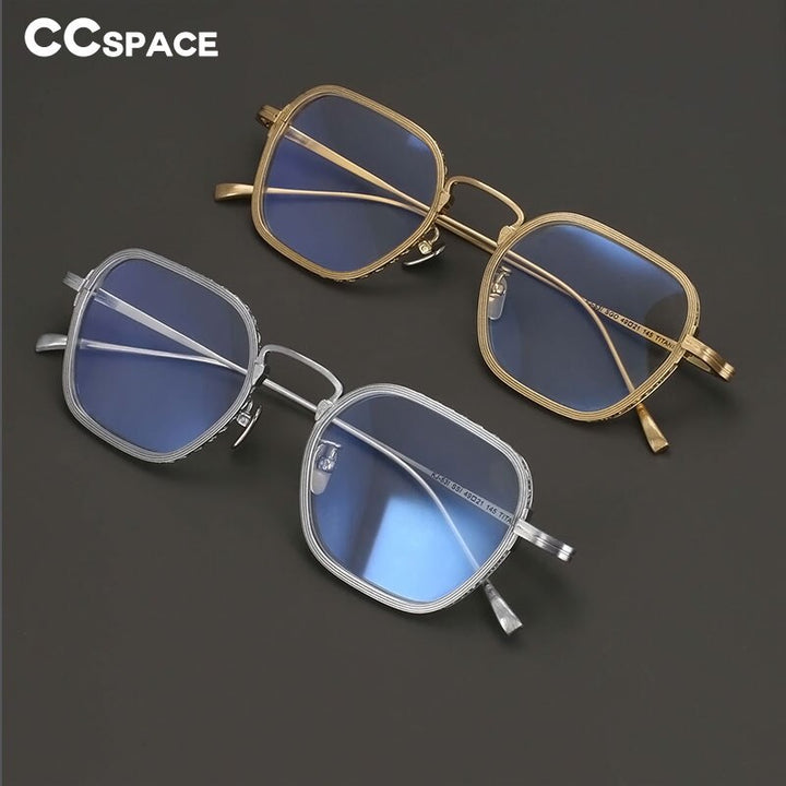 CCspace Unisex Full Rim Irregular Square Titanium Eyeglasses 54974 Full Rim CCspace   