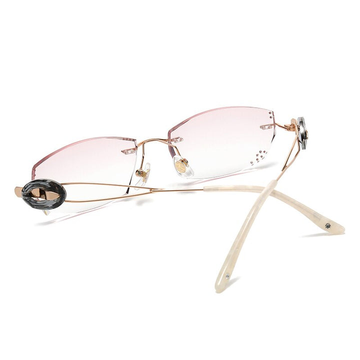 Zirosat Women's Rimless Rectangle Titanium Diamond Cut Eyeglasses 5022 Rimless Zirosat   