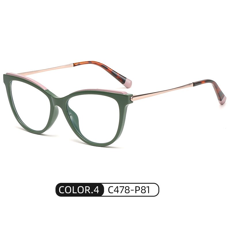 Bclear Women's Full Rim Cat Eye Acetate Alloy Frame Eyeglasses Wd810 Full Rim Bclear Green  
