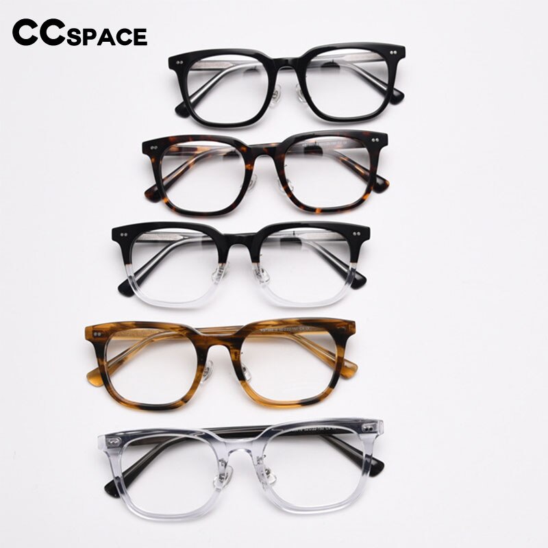 CCSpace Unisex Full Rim Square Acetate Eyeglasses 55693 Full Rim CCspace   