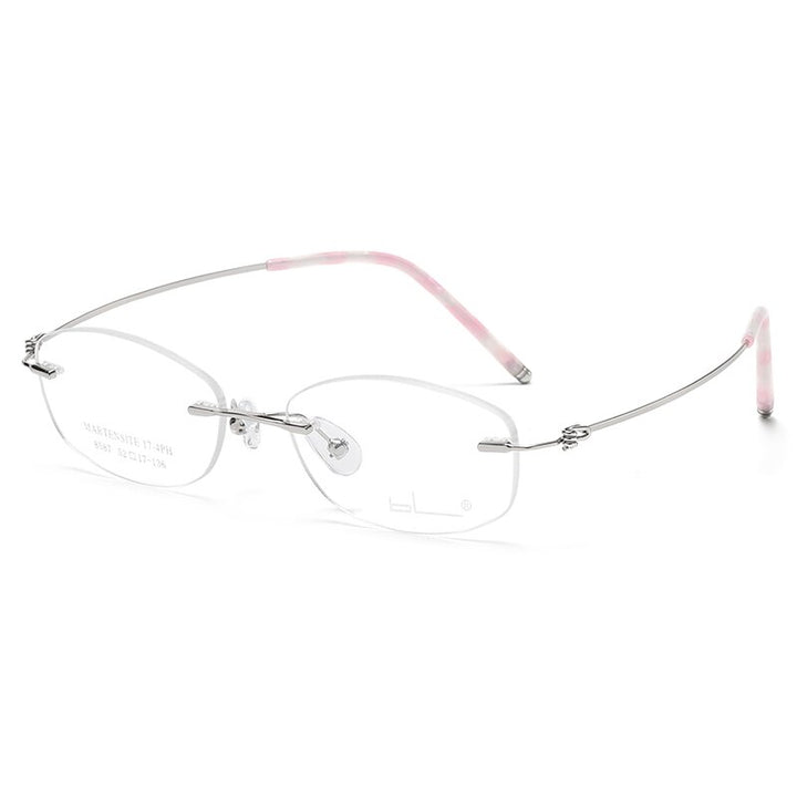 Zirosat Women's Rimless Square Oval Tr 90 Titanium Alloy Eyeglasses 8587 Rimless Zirosat silver pink  