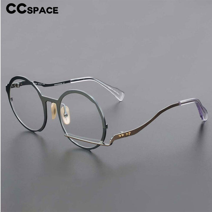 CCSpace Unisex Full Rim Irregular Round Alloy Frame Eyeglasses 54416 Full Rim CCspace   