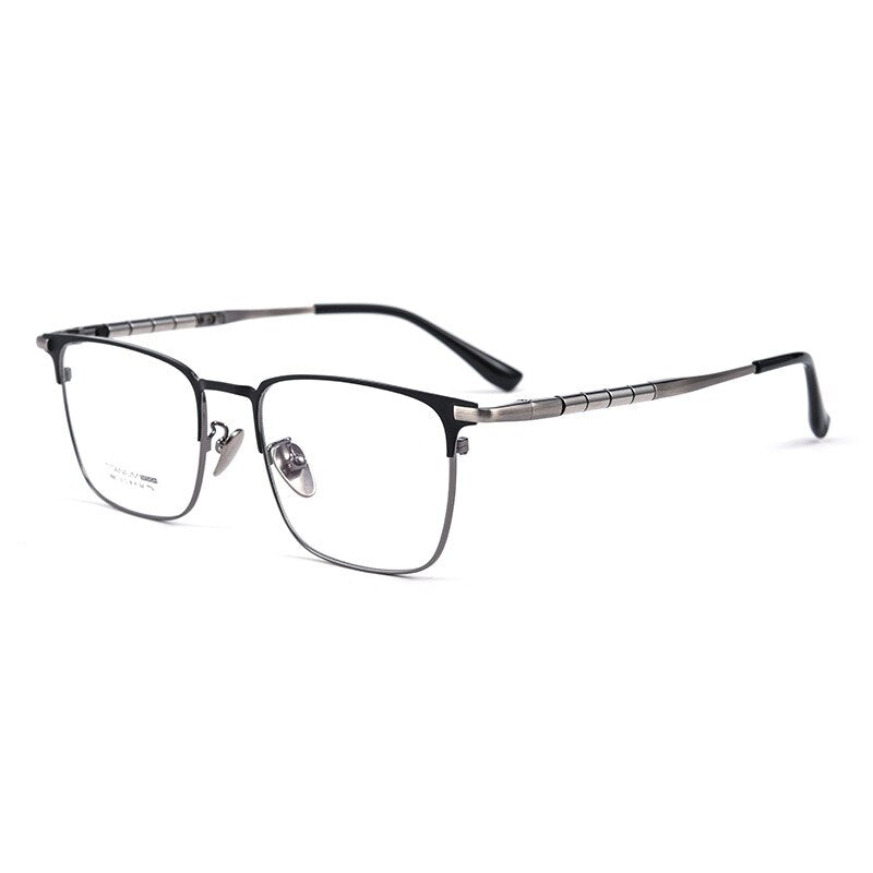 Zirosat Men's Full Rim Square Titanium Eyeglasses 9009T Full Rim Zirosat black-grey  