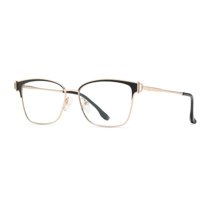 Hotony Women's Full Rim Square Tr 90 Alloy Eyeglasses Js8612 Full Rim Hotony BLACK-GOLD  