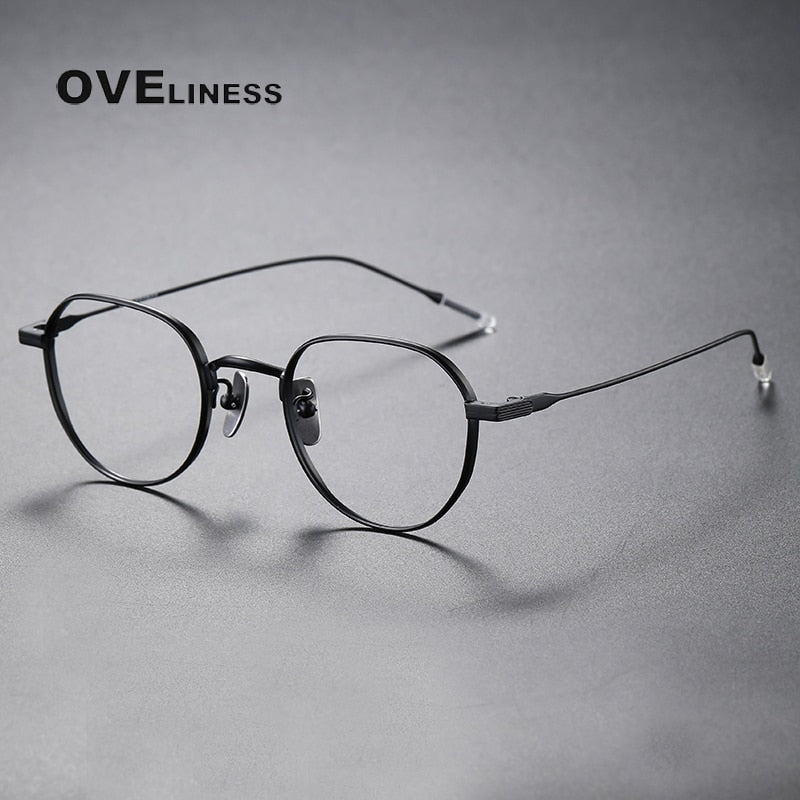 Oveliness Unisex Full Rim Round Titanium Eyeglasses 80803 Full Rim Oveliness black  