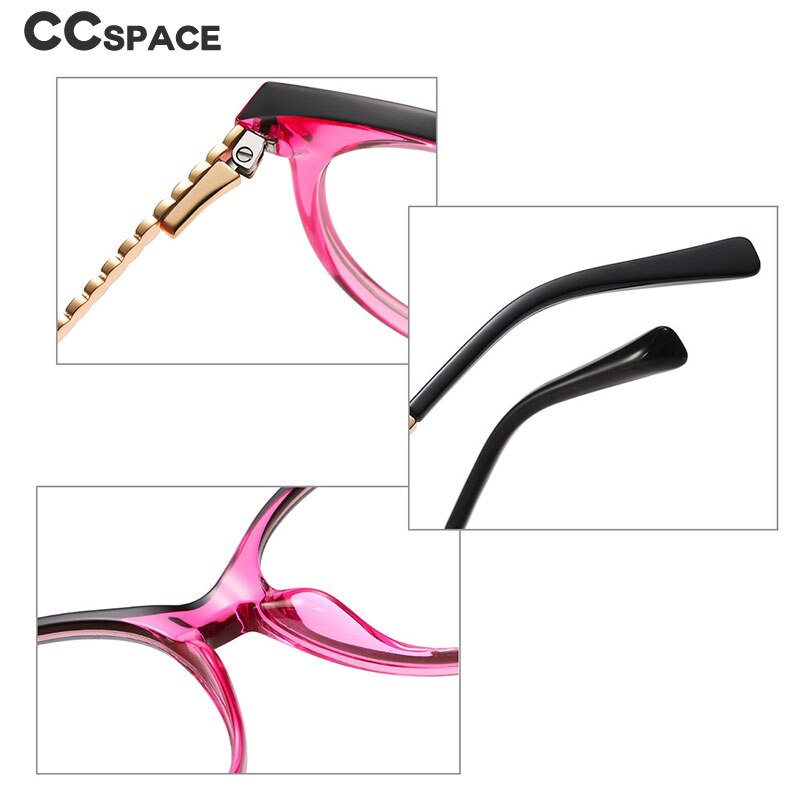 CCSpace Women's Full Rim Round Cat Eye Tr 90 Titanium Frame Eyeglasses 54102 Full Rim CCspace   