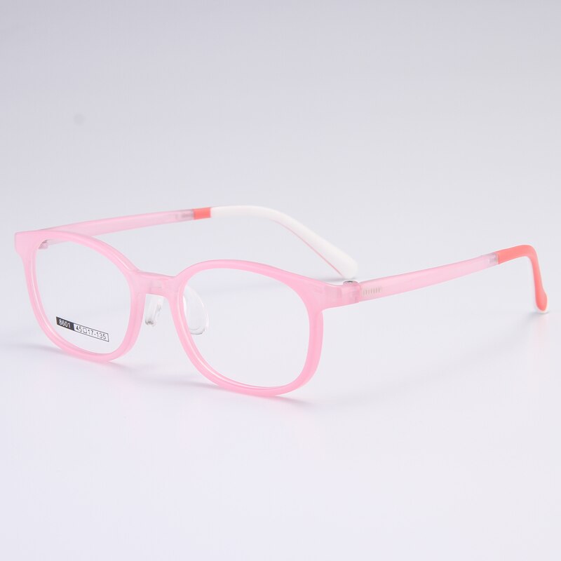 Gmei Unisex Children's Full Rim Round Rectangle Silicone TR90 Eyeglasses 8601 Full Rim Gmei Optical Pink  