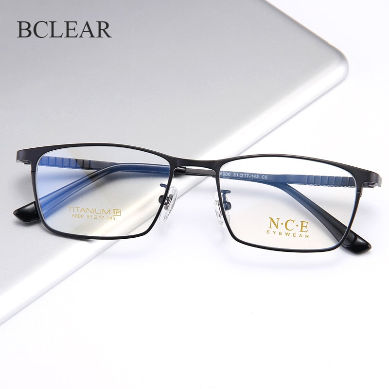 Bclear Men's Full Rim Square Titanium Eyeglasses My5000 Full Rim Bclear   