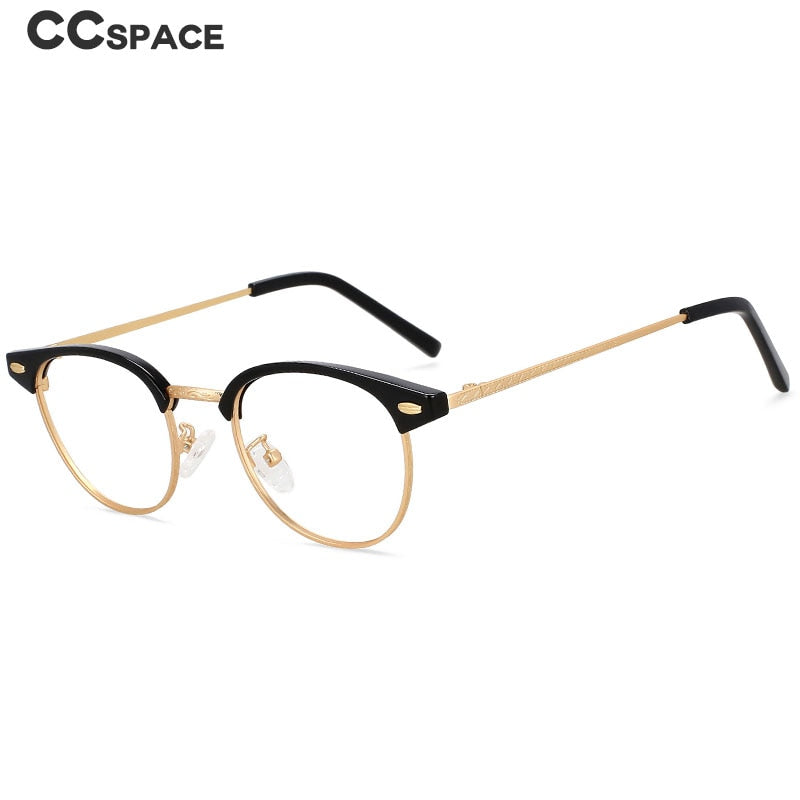 CCSpace Unisex Full Rim Round Square Alloy Eyeglasses 55866 Full Rim CCspace   