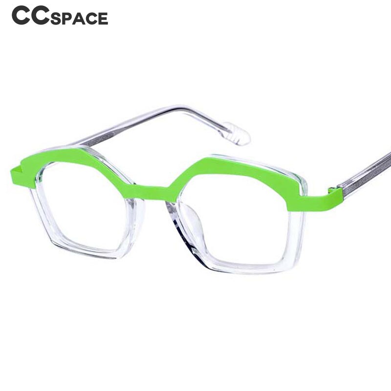 CCSpace Unisex Full Rim Small Irregular Cat Eye Acetate Titanium Eyeglasses 55086 Full Rim CCspace   