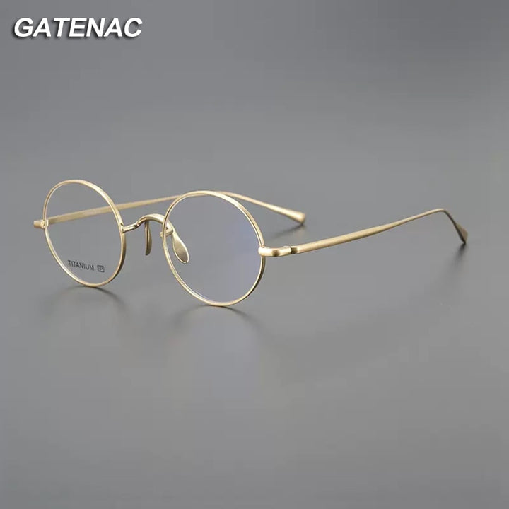 Gatenac Unisex Full Rim Round Titanium Eyeglasses Gxyj1064 Full Rim Gatenac   