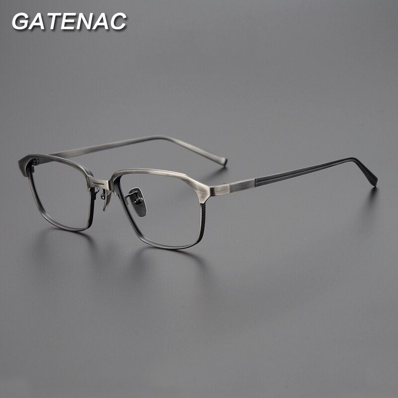Gatenac Unisex Full Rim Square Titanium Eyeglasses Gxyj941 Full Rim Gatenac   