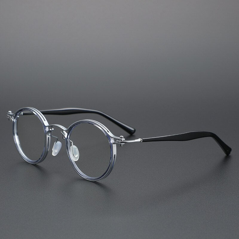 Cubojue Unisex Full Rim Round Acetate Alloy Hyperopic Reading Glasses Reading Glasses Cubojue no function lens 0 silver 