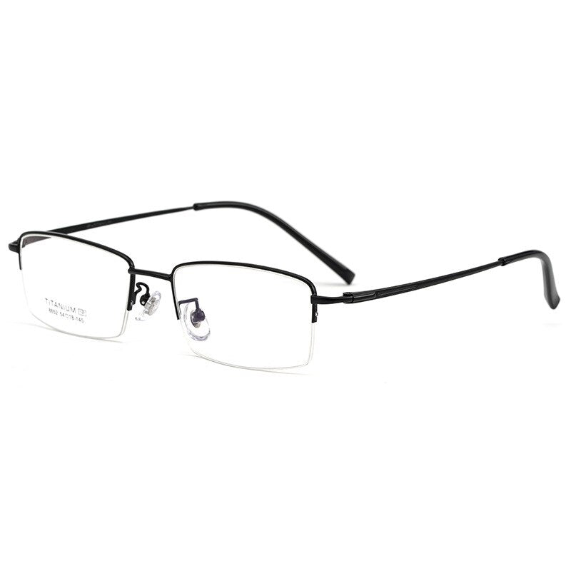 Gmei Men's Semi Rim Square Titanium Eyeglasses 8652f Semi Rim Gmei Optical Black  