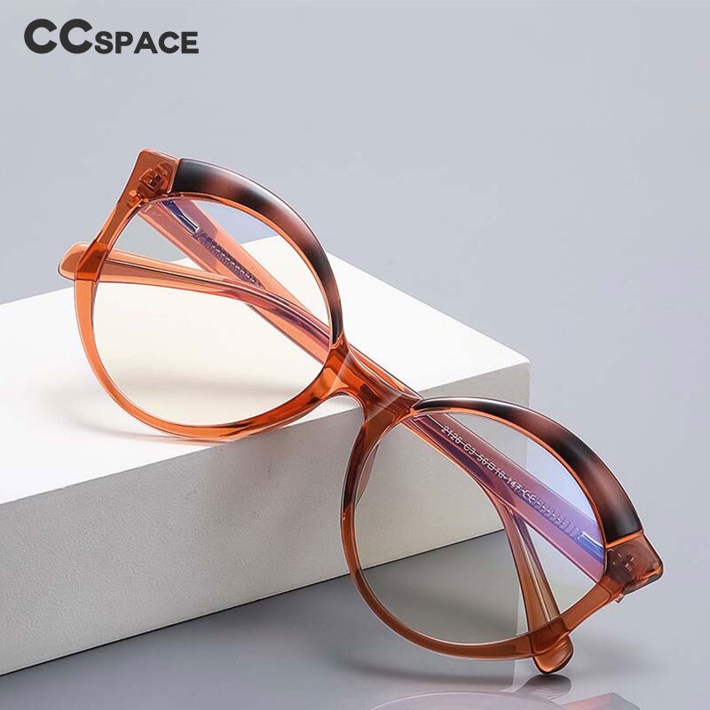 CCSpace Women's Full Rim Round Cat Eye Tr 90 Titanium Frame Eyeglasses 54586 Full Rim CCspace   