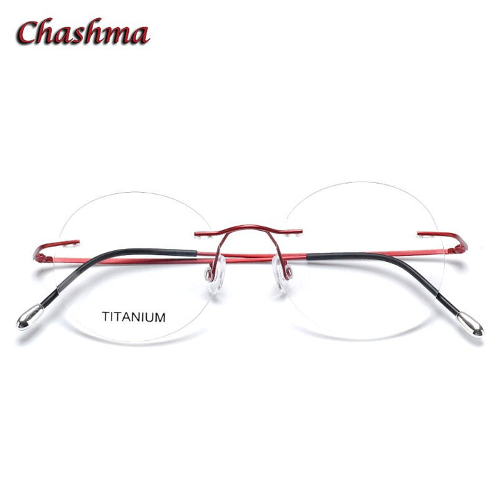 Chashma Ochki Unisex Rimless Round 2g Titainum Eyeglasses Customized Lenses 16012 Rimless Chashma Ochki Wine Red  
