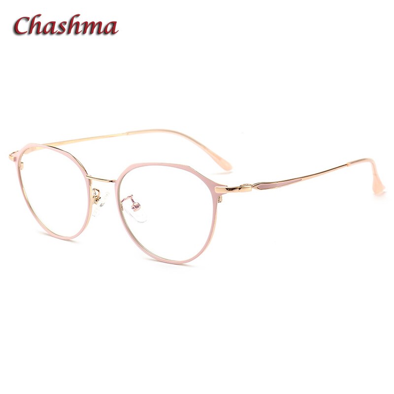 Chashma Ochki Women's Full Rim Round Stainless Steel Eyeglasses 00001 Full Rim Chashma Ochki Pink  