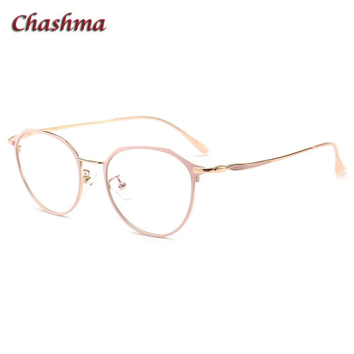 Chashma Ochki Women's Full Rim Round Stainless Steel Eyeglasses 00001 Full Rim Chashma Ochki Pink  