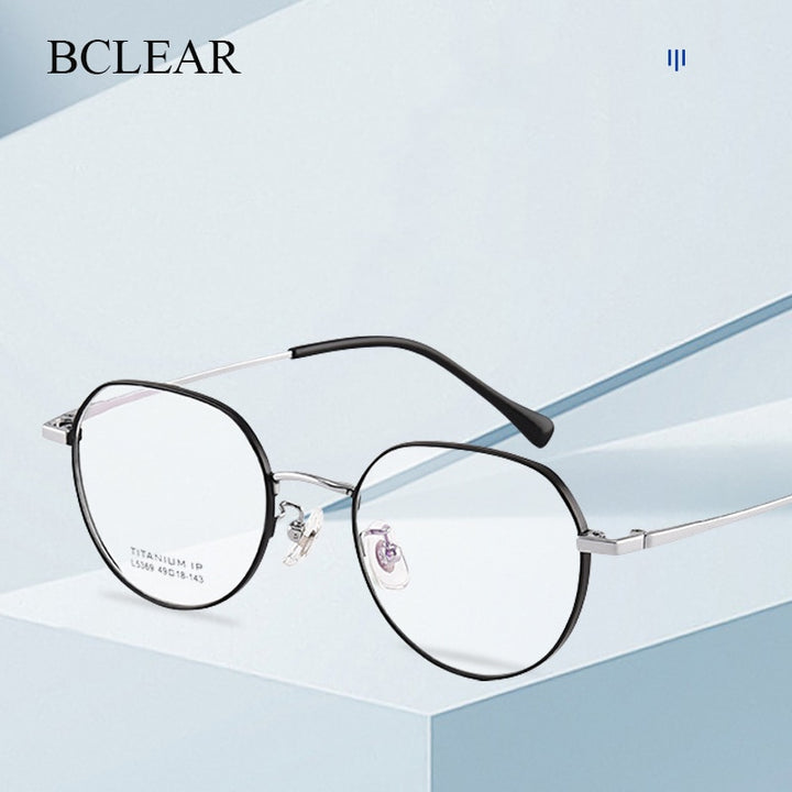 Bclear Unisex Full Rim Polygon Square Titanium Eyeglasses Lb5369 Full Rim Bclear   