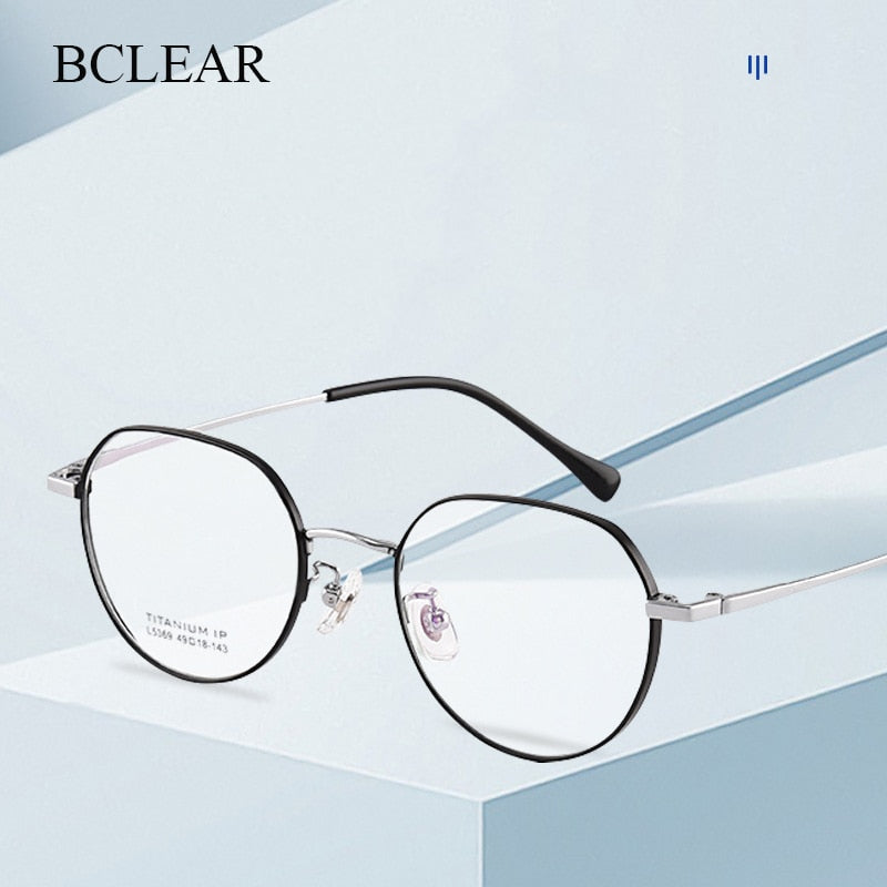Bclear Unisex Full Rim Polygon Square Titanium Eyeglasses Lb5369 Full Rim Bclear   