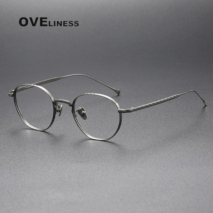 Oveliness Unisex Full Rim Round Titanium Eyeglasses 163 Full Rim Oveliness gun  