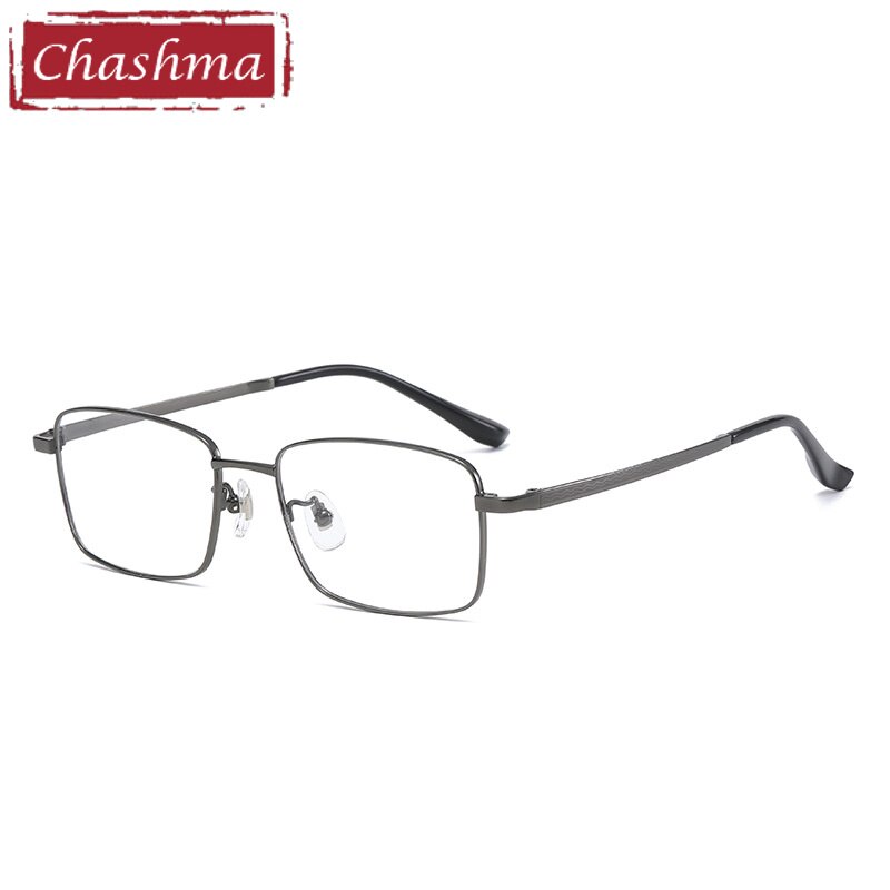 Chashma Ottica Unisex Full Rim Square Acetate Titanium Eyeglasses 742 Full Rim Chashma Ottica Gray  