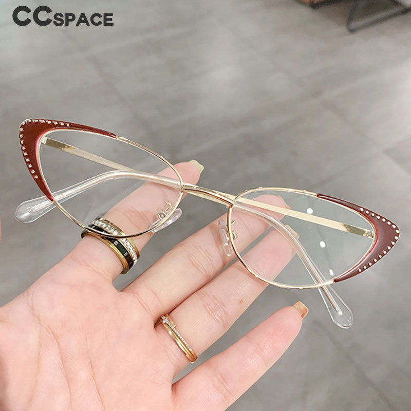 CCspace Unisex Full Rim Oval Cat Eye Acetate Alloy Eyeglasses 55413 Full Rim CCspace   