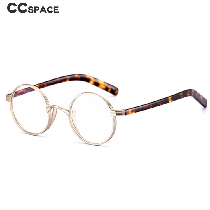CCSpace Unisex Full Rim Round Titanium Acetate Alloy Frame Eyeglasses 54604 Full Rim CCspace   
