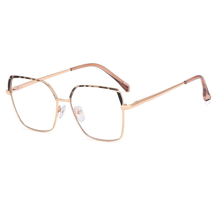 CCspace Women's Full Rim Squar Cat Eye Titanium Alloy Eyeglasses 55574 Full Rim CCspace China C7Leopard 