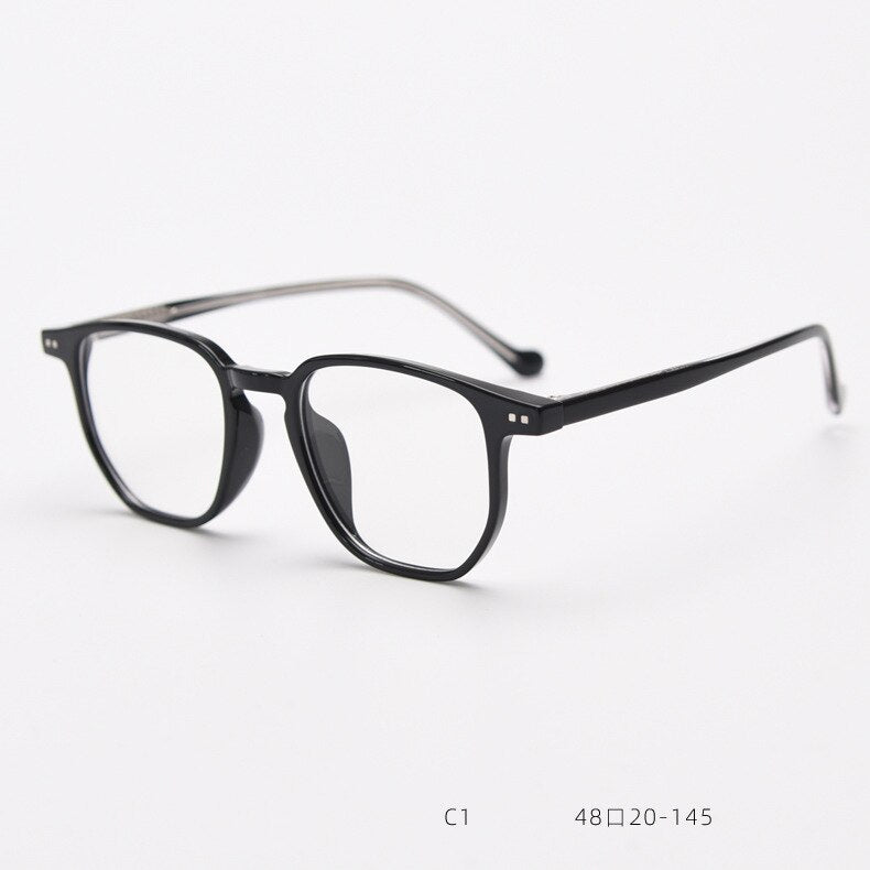 CCSpace Unisex Full Rim Square Tr 90 TTitanium Eyeglasses 55696 Full Rim CCspace Black China 