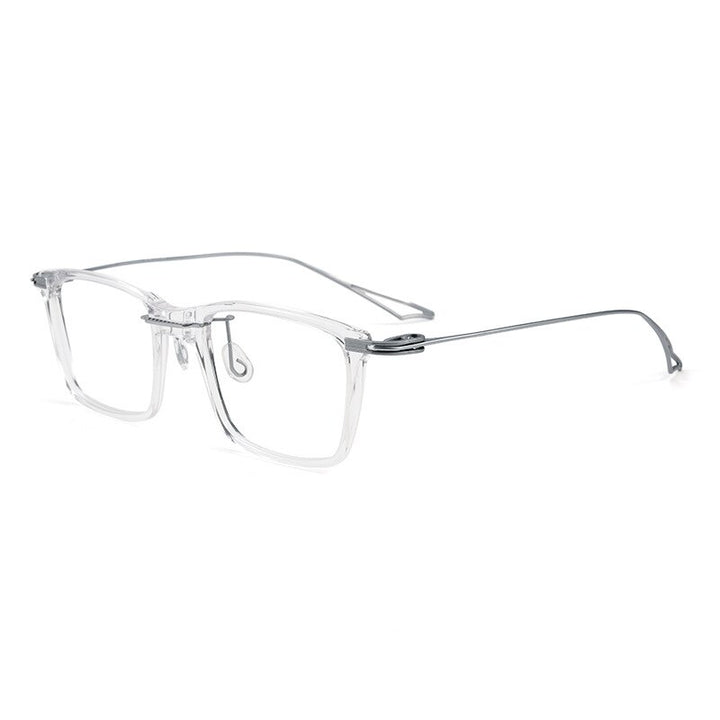 Yimaruili Unisex Full Rim Square Acetate Titanium Eyeglasses 1128 Full Rim Yimaruili Eyeglasses Transparent  