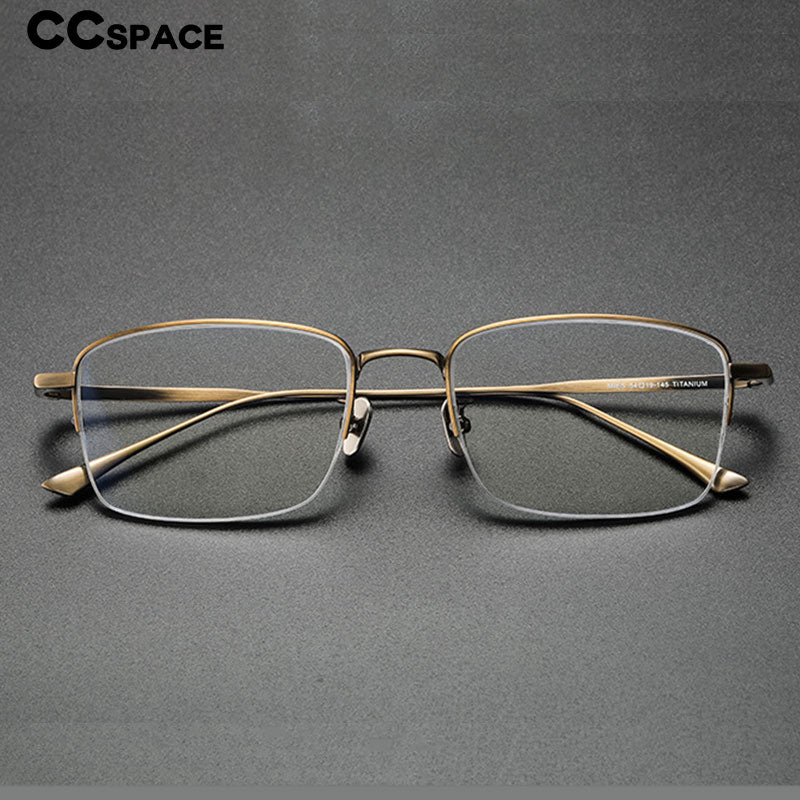 CCSpace Unisex Semi Rim Square Handcrafted Titanium Eyeglasses 55635 Semi Rim CCspace   