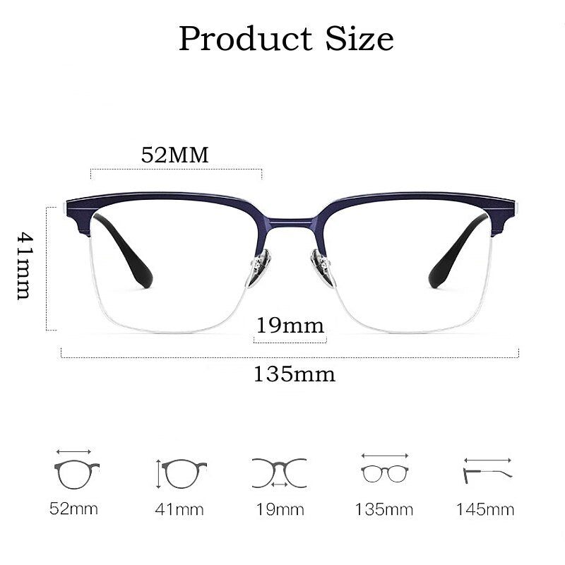 Yimaruili Men's Small Square Acetate Titanium Eyeglasses 9201 Frame Yimaruili Eyeglasses   