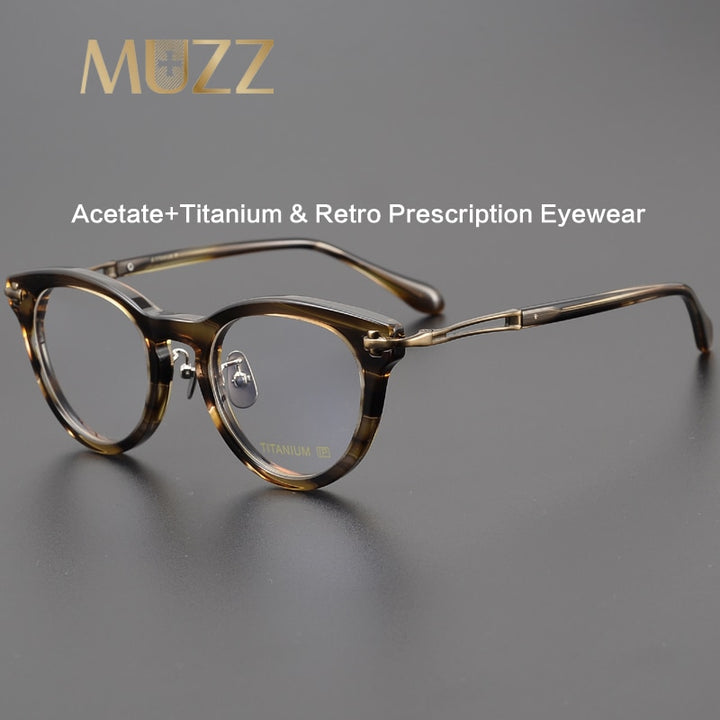 Muzz Unisex Full Rim Round Acetate Titanium Eyeglasses Rugg Full Rim Muzz   