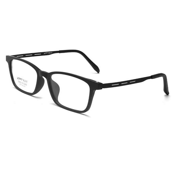 Yimaruili Unisex Full Rim Small Square Tr 90 Rubber Titanium Eyeglasses 9839XP Full Rim Yimaruili Eyeglasses Black  