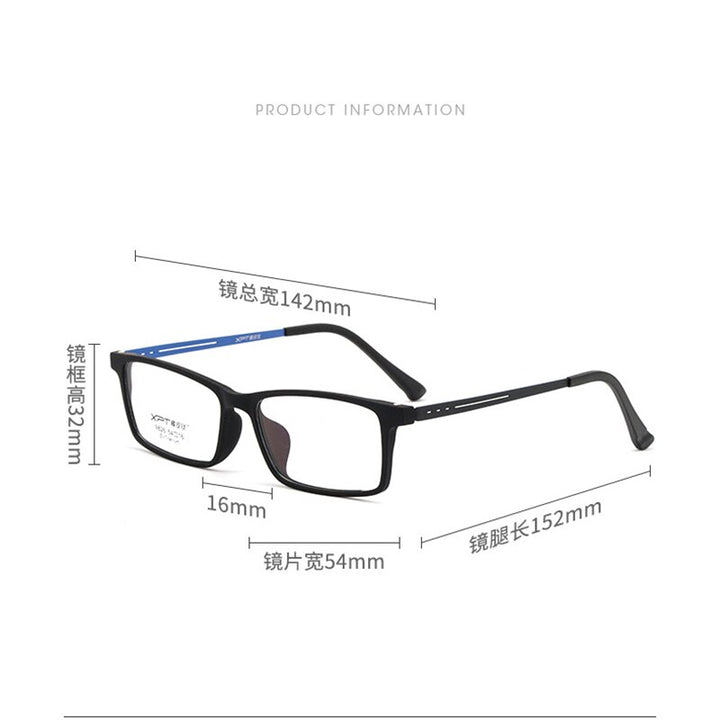 Zirosat Unisex Full Rim Square Tr 90 Titanium Eyeglasses 9826 Full Rim Zirosat   