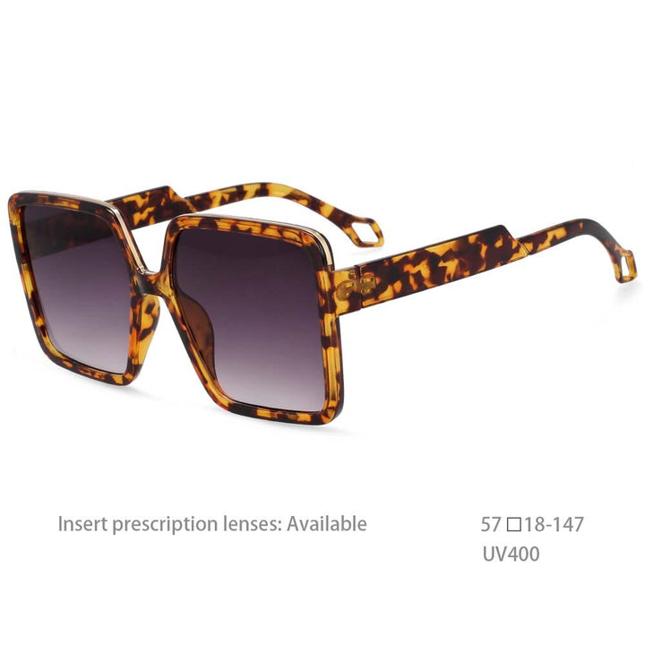 CCSpace Women's Full Rim Oversized Square Resin Frame Sunglasses 54457 Sunglasses CCspace Sunglasses Leopard as picture 