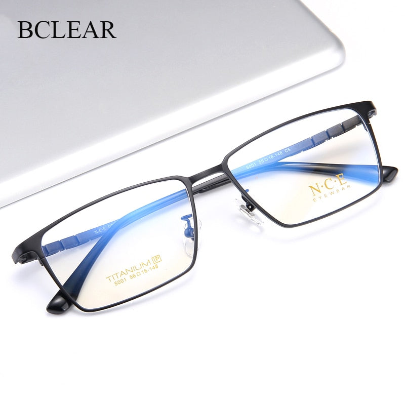 Bclear Men's Full Rim Square Titanium Eyeglasses My5001 Full Rim Bclear   