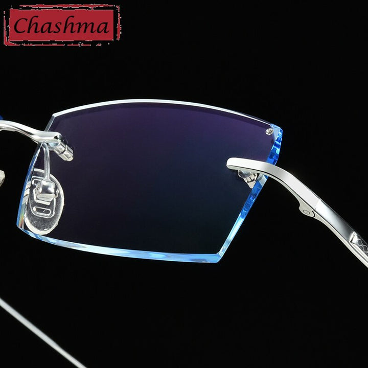 Chashma Ottica Men's Rimless Square Rectangle Titanium Eyeglasses Tinted Lenses 98069 Rimless Chashma Ottica   