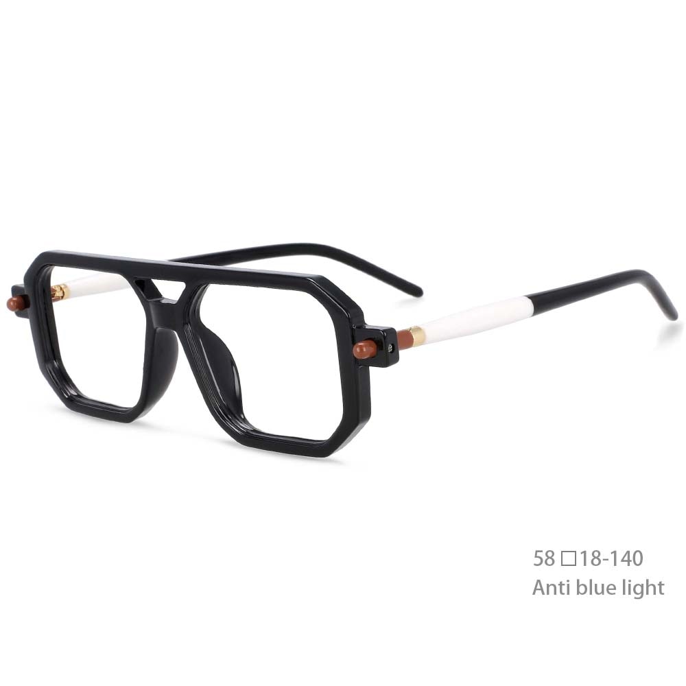 CCSpace Unisex Full Rim Square Acetate Frame Eyeglasses 54381 Full Rim CCspace China Black White 