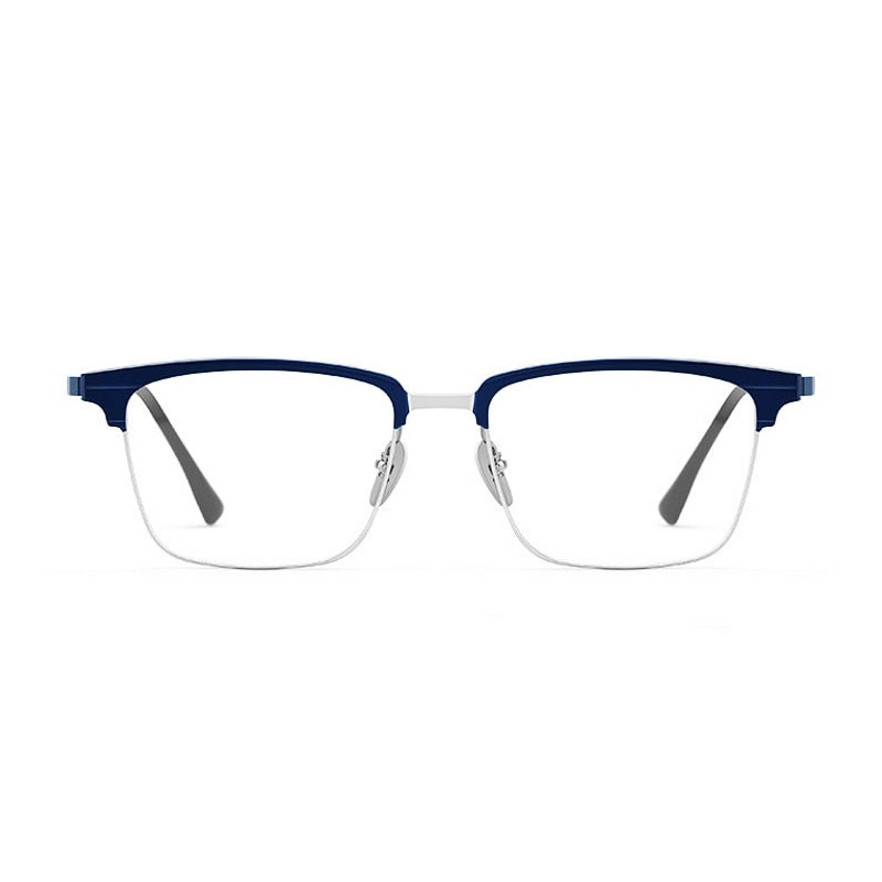 KatKani Unisex Full Rim  Square Titanium  Eyeglasses 9205 Full Rim KatKani Eyeglasses Blue Silver  