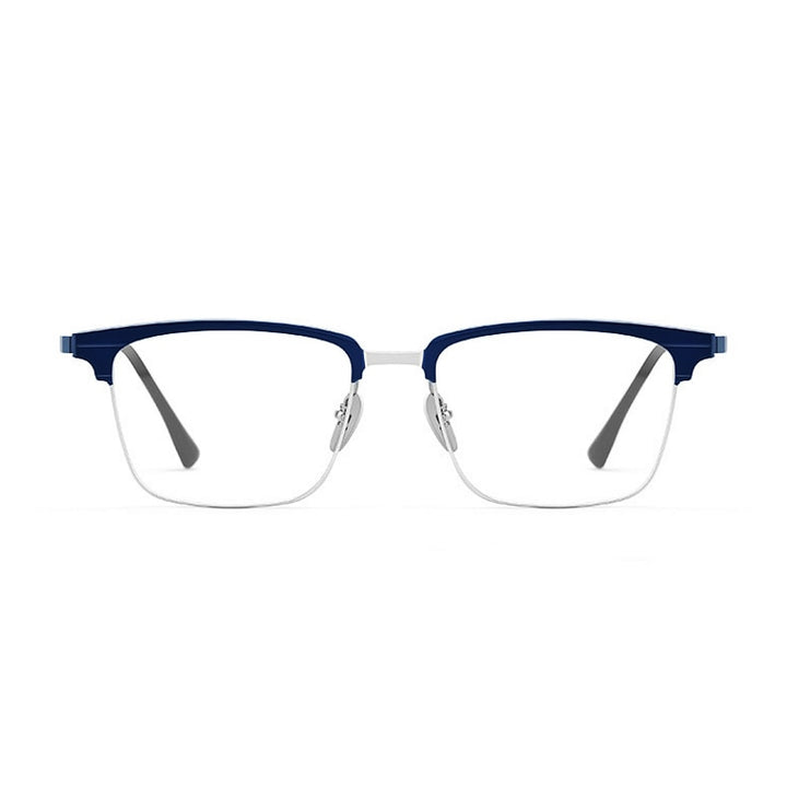 KatKani Unisex Full Rim  Square Titanium  Eyeglasses 9205 Full Rim KatKani Eyeglasses Blue Silver  