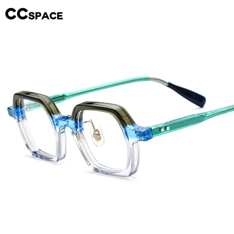 CCSpace Unisex Full Rim Small Irregular Square Acetate Eyeglasses 54705 Full Rim CCspace   
