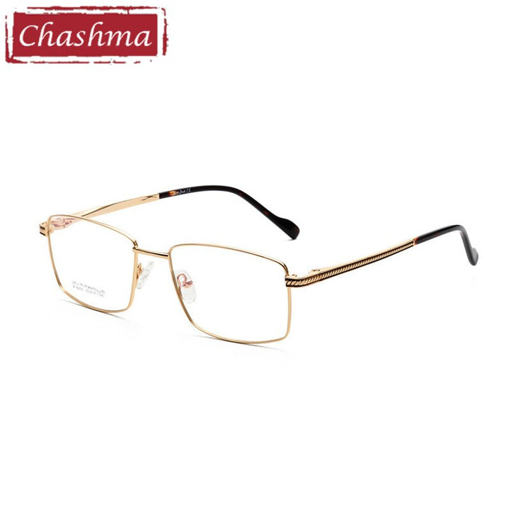 Chashma Ottica Men's Full Rim Square Titanium Eyeglasses 9205 Full Rim Chashma Ottica Gold  