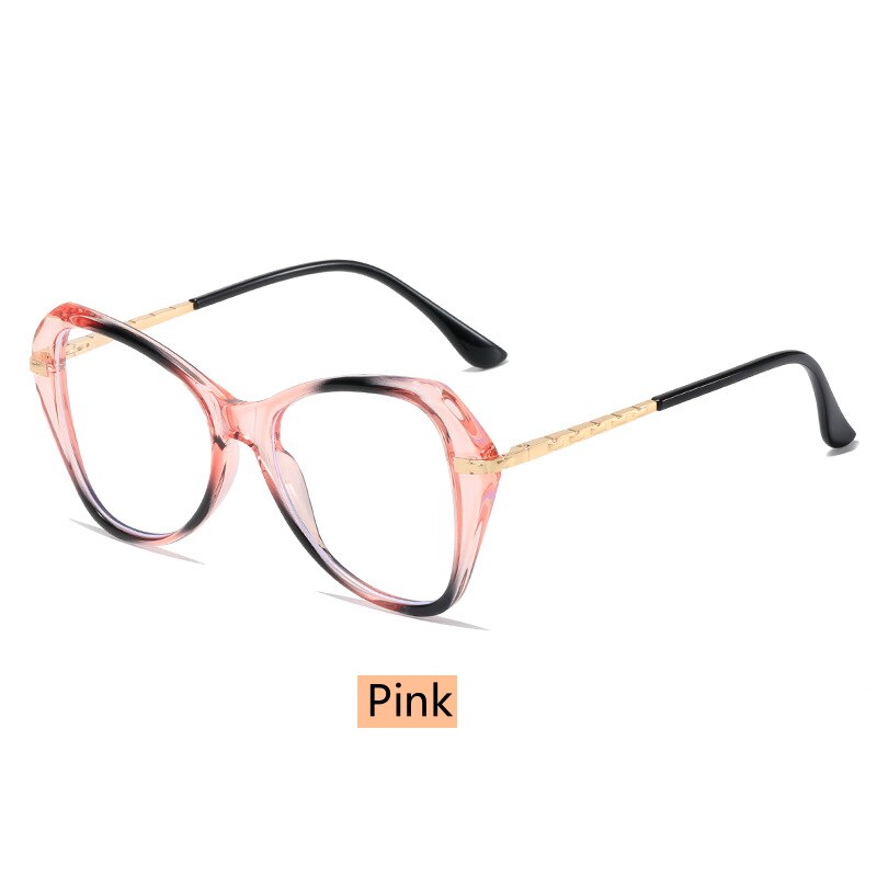 CCSpace Women's Full Rim Irregular Butterfly Tr 90 Titanium Eyeglasses 53321 Full Rim CCspace China Pink Khaki