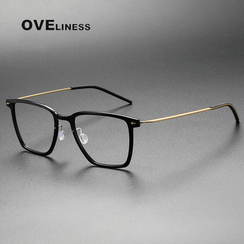 Oveliness Unisex Full Rim Round Square Screwless Acetate Titanium Eyeglasses 6554 Full Rim Oveliness   