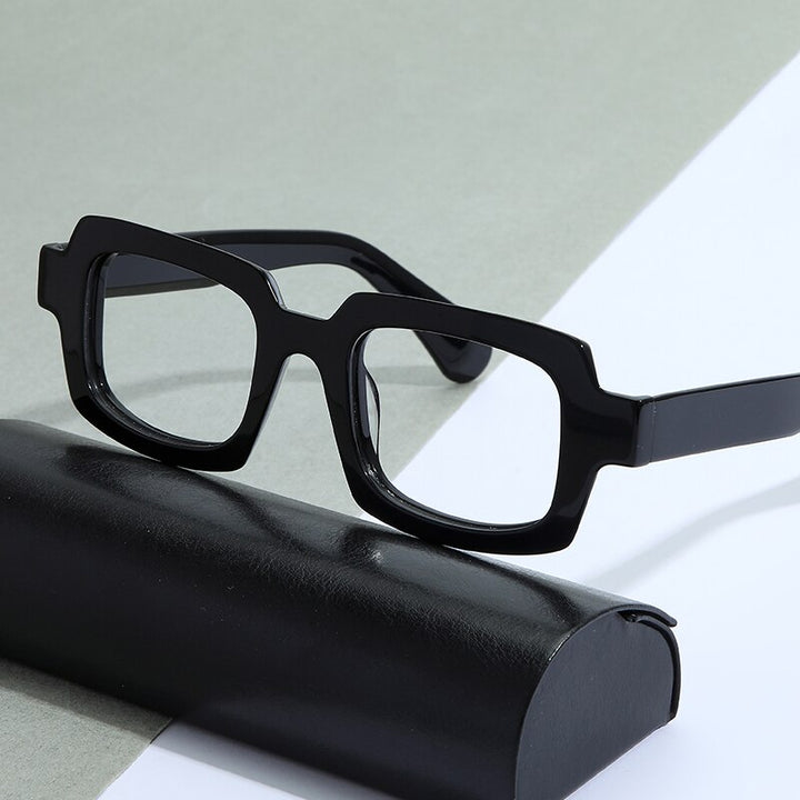 Gatenac Unisex Full Rim Square Handcrafted Acetate Frame Eyeglasses Gxyj822 Full Rim Gatenac Black  