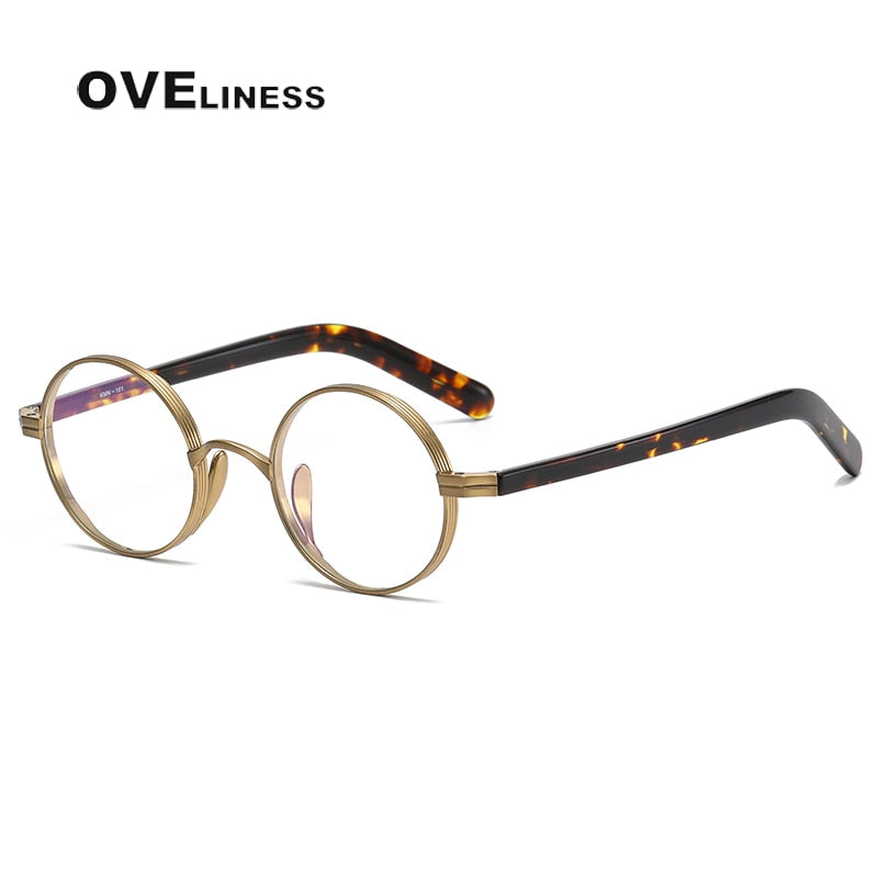 Oveliness Unisex Full Rim Round Acetate Titanium Eyeglasses 101 Full Rim Oveliness   