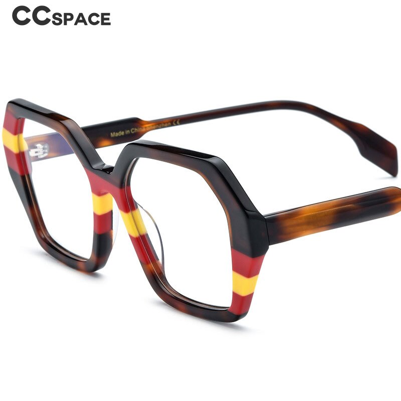CCSpace Unisex Full Rim Irregular Square Acetate Eyeglasses 55662 Full Rim CCspace   