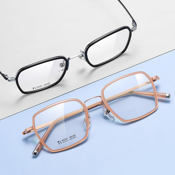 Reven Jate Unisex Full Rim Square Titanium Frame Eyeglasses R2321 Full Rim Reven Jate   